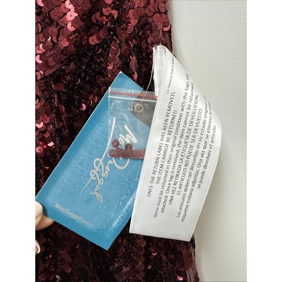 Mac Duggal Size 2 Burgundy 93540 One-Shoulder Sequin Formal Gown Dress Prom New - Picture 7 of 11